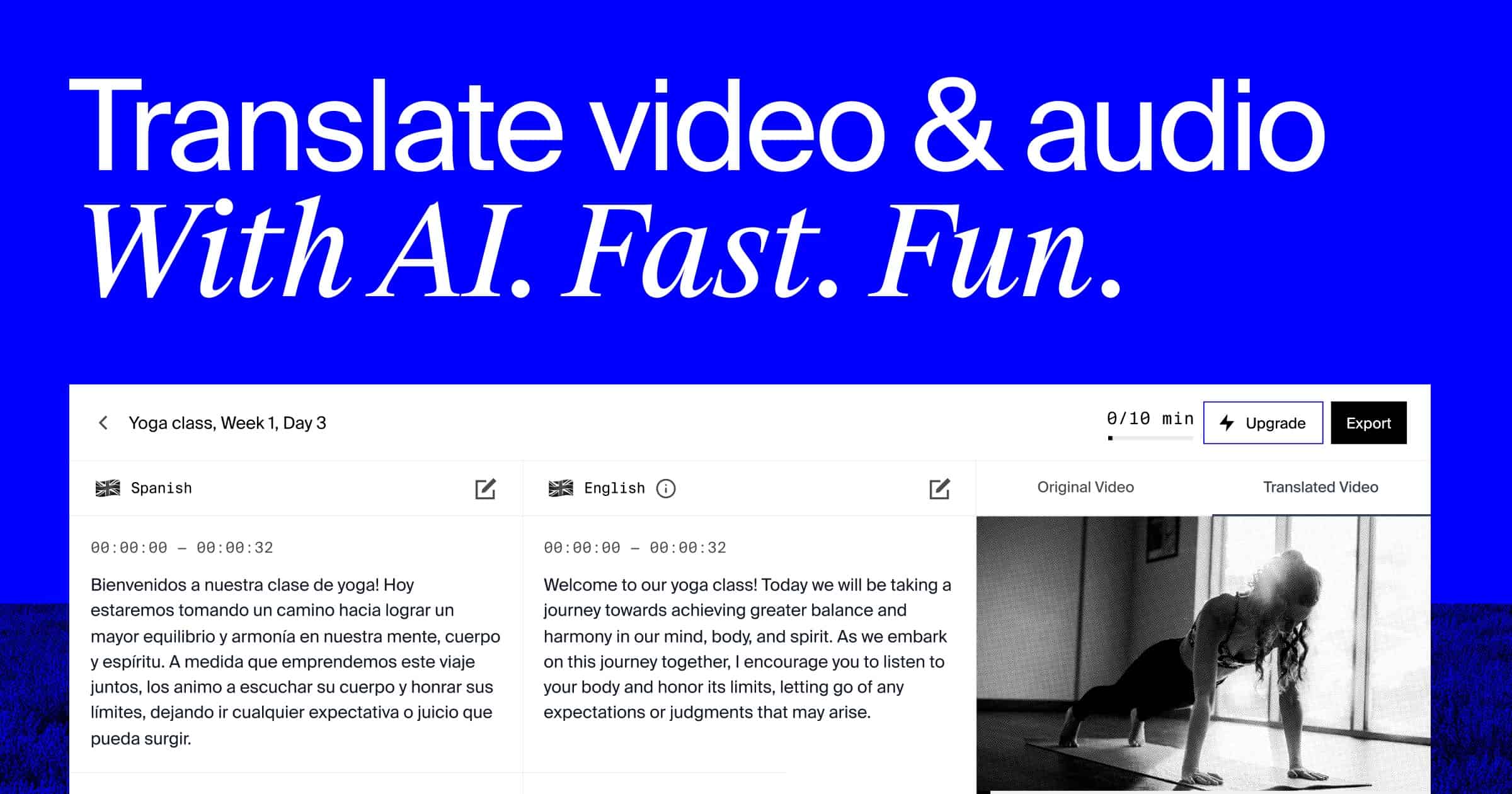 Rask AI video localization and dubbing platform interface